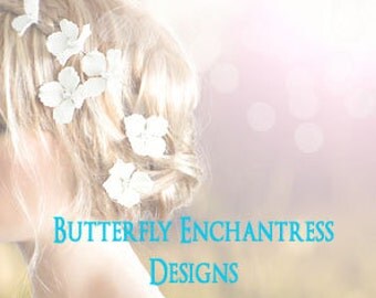 Wedding Hair Flowers, Bridal Hair Accessories, Rustic Wedding Hairpins - 6 White Hydrangea Hair Pins - Rhinestone Centers