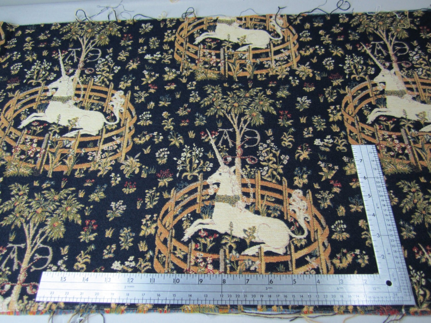 Caged Unicorn Medieval Tapestry Fabric