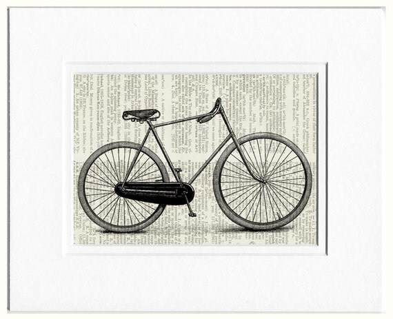 vintage bike artwork VI printed on page from old by FauxKiss