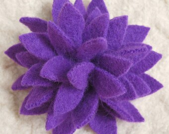 Amethyst Dahlia Flower Brooch - Eco Friendly Recycled Sweater Wool Pin