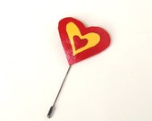 Heart Brooch Stick Pin Heart Gourd Pin Brooch Red Yellow Bright