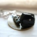 Stone Metalwork Charm Necklace, Black Tourmaline Hematite Stone Handmade Metalwork Pendant ChainNecklace, Tourmaline Jewelry, FREE Shipping