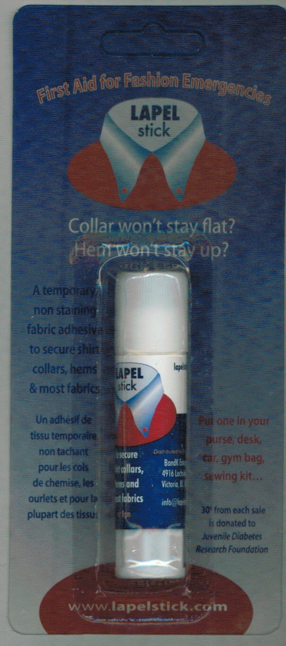 Lapel Stick non-staining fabric adhesive to secure shirt, collars 