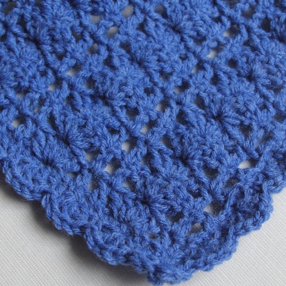 Crochet baby doll Blue Blanket Afghan 19 inch square LB19