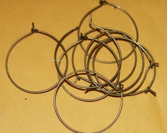 50 pcs of Antique brass earring hoop 25mm