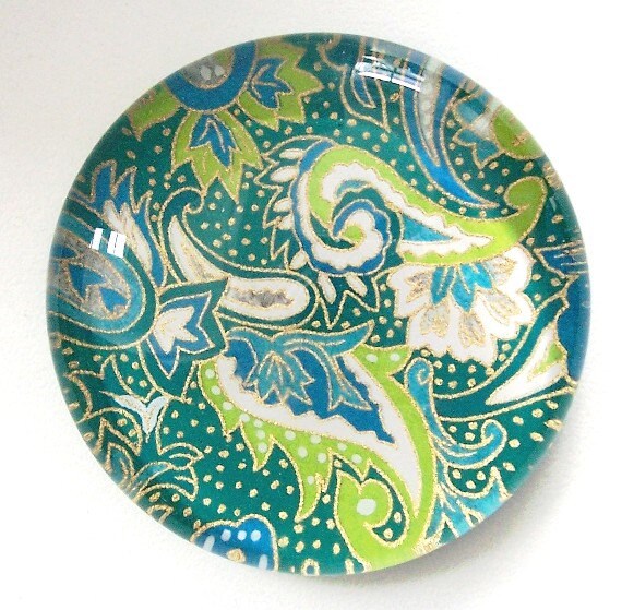 Teal Paisley Japanese Chiyogami Paperweight