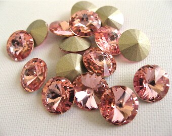 12 Light Rose Foiled Swarovski Crystal Rivoli Stone 1122 39ss 8mm