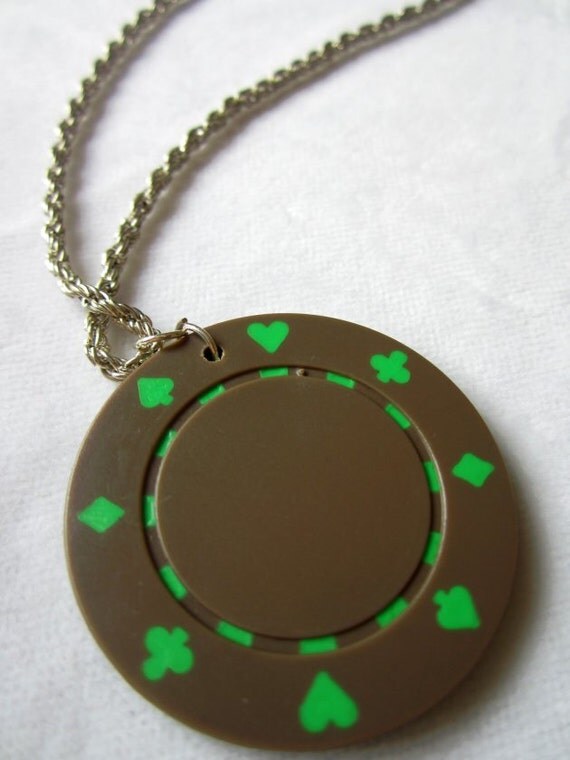Poker Chip Necklace Casino Chip Pendant Rope by StrikingKittens