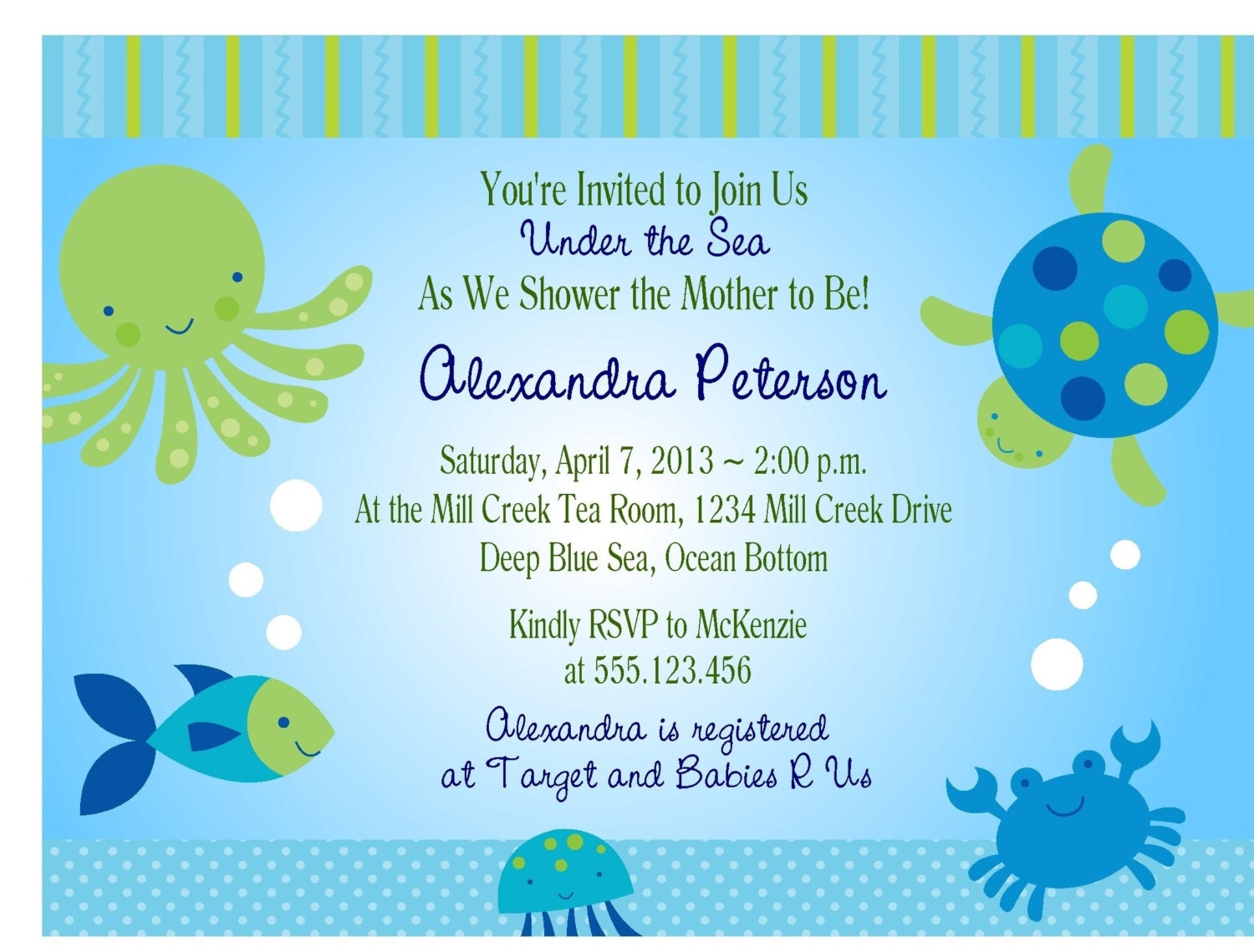 UNDER THE SEA Baby Shower Invitation/Printable Digital