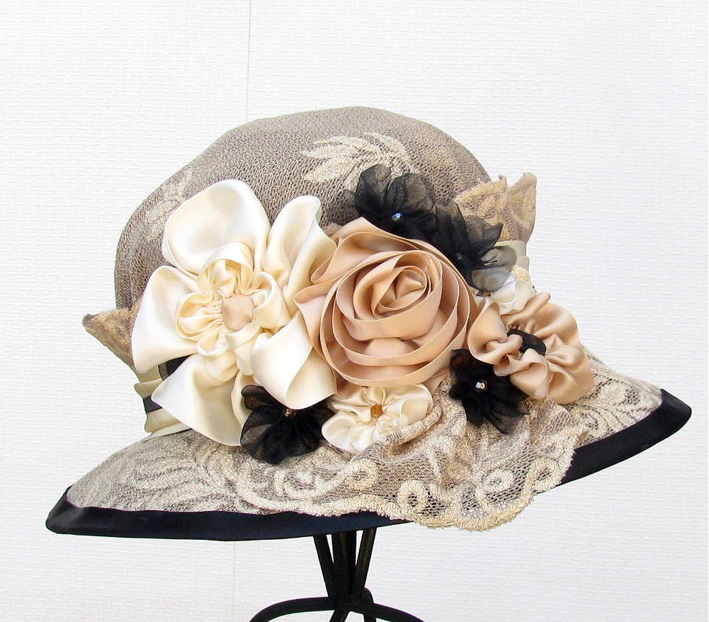 Elaborate Millinery 1900's Vintage Style Lace Hat Wide
