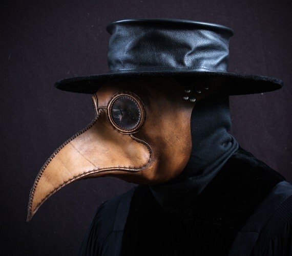 Plague Doctor's mask Maximus in brownish tan leather by TomBanwell