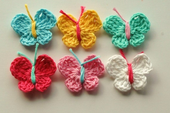 Crochet Butterflies in fresh Spring Colors x 6