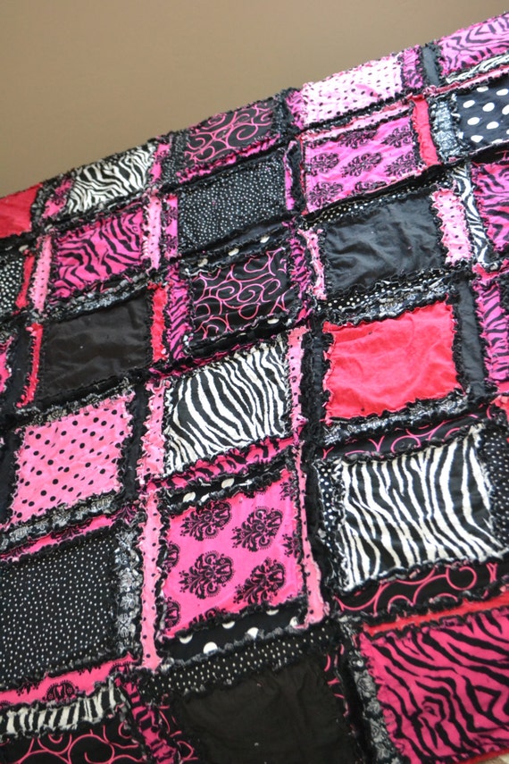 Zebra Bedding Queen Size Quilt Pink / Black Bedding Paris