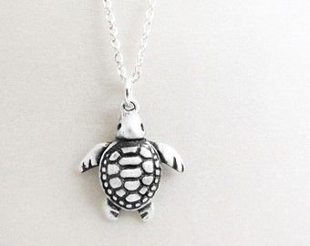 Little sea turtle necklace, sterling silver sea turtle jewelry, sea turtle pendant, coworker gift, gift for her