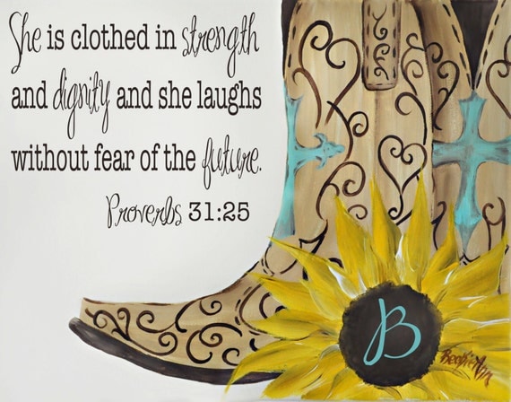 Items similar to Proverbs 31:25 Personalized Monogram Cowboy Cowgirl