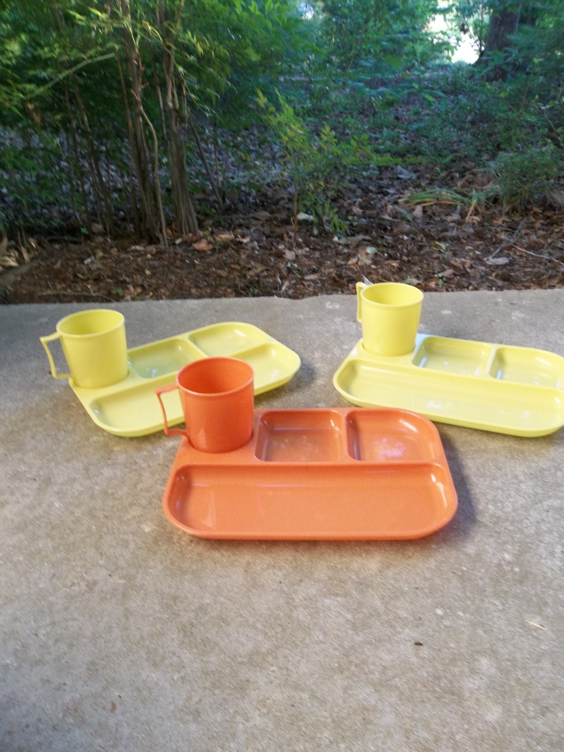 Vintage Picnic Plates Melamine Trays Melmac RV Dinnerware Set