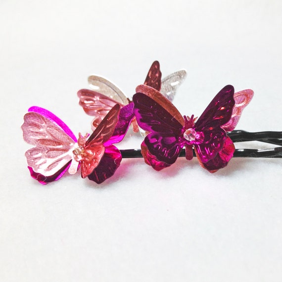 Butterfly Bobby Pins 6 Hair Pins Tiny Fairy Wings