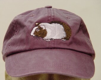 GUINEA PIG HAT - One Embroidered Wildlife Cap - Price Embroidery Apparel - 24 Color Caps Available