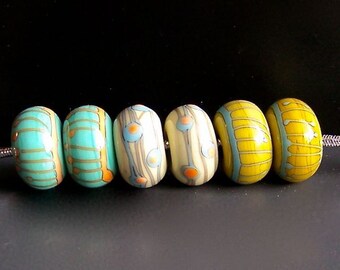 MruMru handmade lampwork beads, earring Three pairs set. Sra