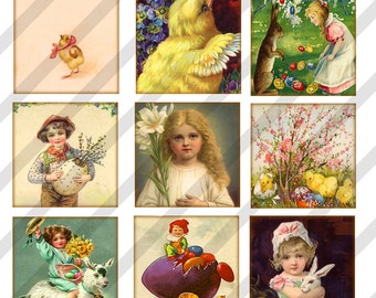 Digital Collage Sheet Easter Images Charms 1 X 1 (Sheet no.FS186) 1 inch-Instant Download
