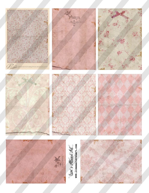 Digital Collage Sheet Victorian Pink Background Images Sheet