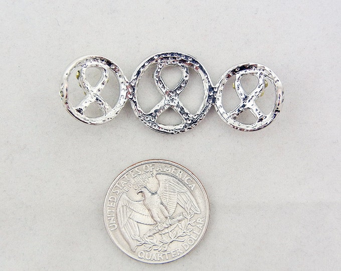 Curved Double Link Charm of Triple Awareness Ribbons