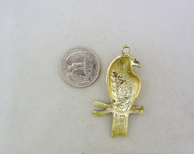 Burnished Gold-tone Parrot on a Branch Pendant- Choose Your Color