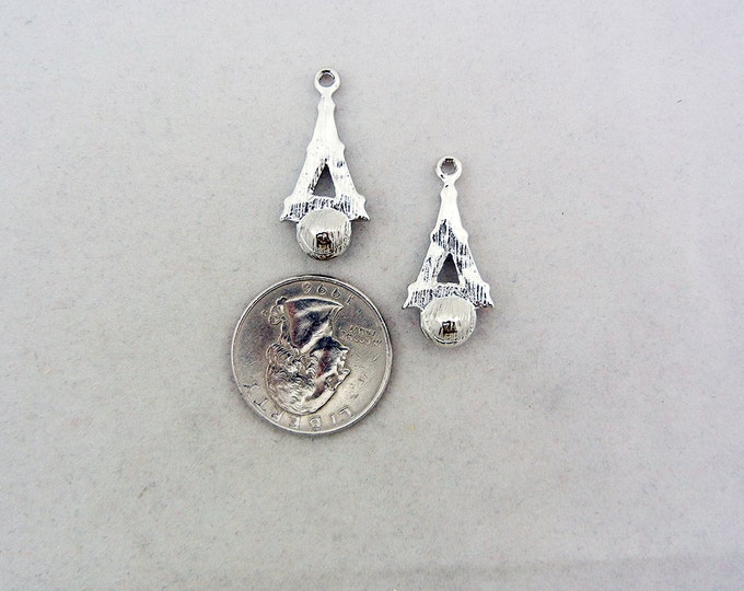 Pair of Silver-tone Rhinestone Eiffel Tower Charms