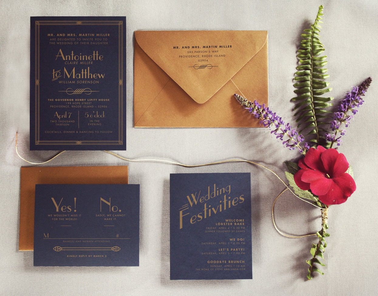 The Great Gatsby Art Deco Wedding Invitation by inviteddesign