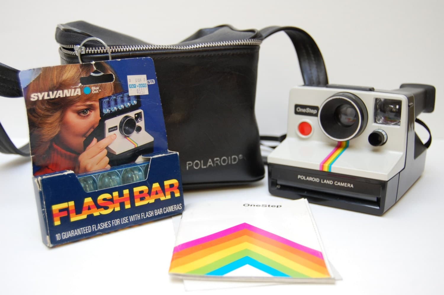 Polaroid SX-70 One Step Land Camera Rainbow Stripe Flash Bar