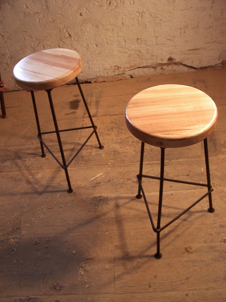 Maple and Metal Bar Stools by BarnWoodFurniture on Etsy