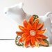 Crochet Brooch Fiber Brooch Irish Crochet Pin Daisy Brooch Sunny Orange Brown Green Crochet Flower Pin Crochet Flower Brooch