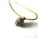 Pine cone pendant Golden brown silk cord Woodland jewelry Lost Wax