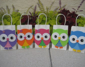 Colorful Owl Birthday Party Favor Bag