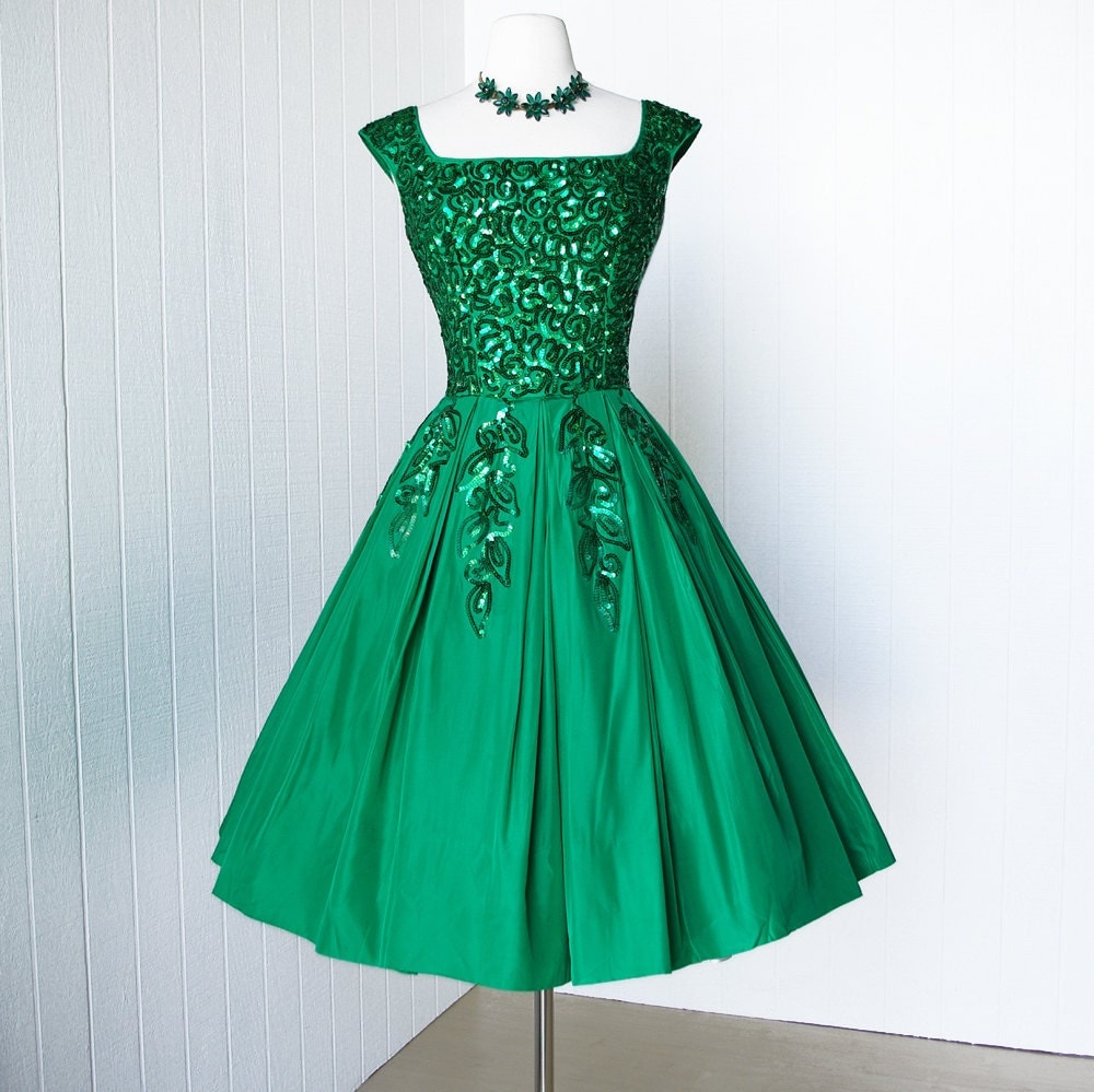 Emerald green vintage dress