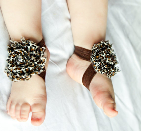 Cheetah Barefoot Sandals - Infant sandals- Photo prop- Accessory