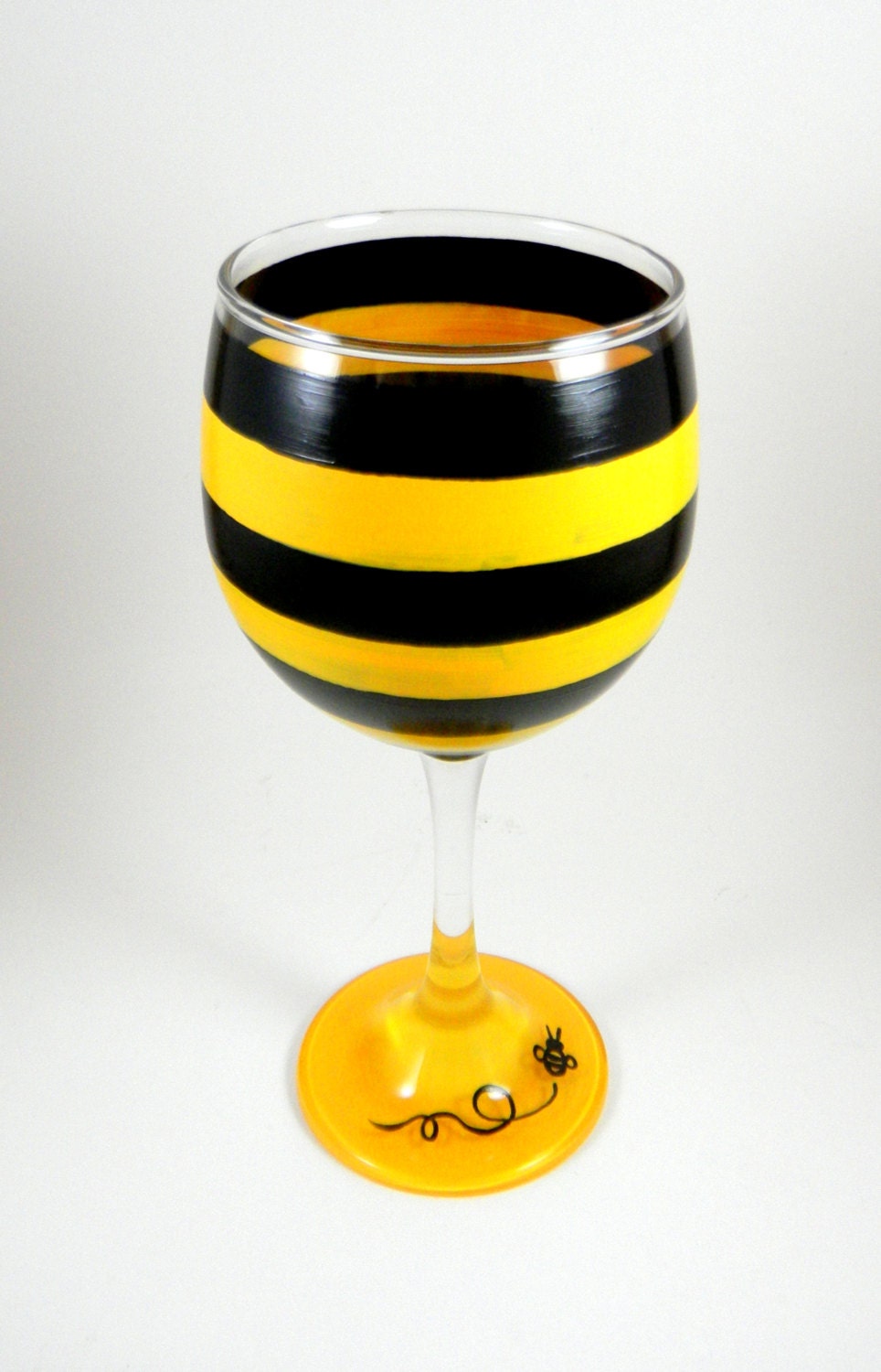 Bee Hand Painted Wine Glass Animal Incect Honey Bee