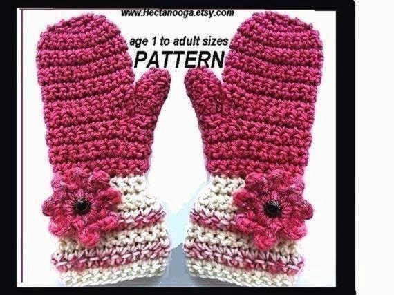 crochet mitten pattern etsy CROCHET   Mittens   PATTERN  231, Download Instant # Raspberry