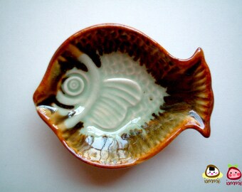 Ceramic Plate, fish plate, green, brown, ceramic bowl, ceramic dish, animal, small, ceramic fish, decoration, fish bowl, ceramic fish plate