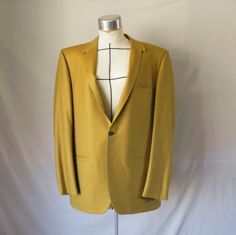 Vintage 1960s mens gold suit coat jacket with psychedelic