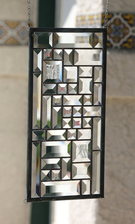 STARLIGHTClear Beveled Stained Glass Window Panel Small