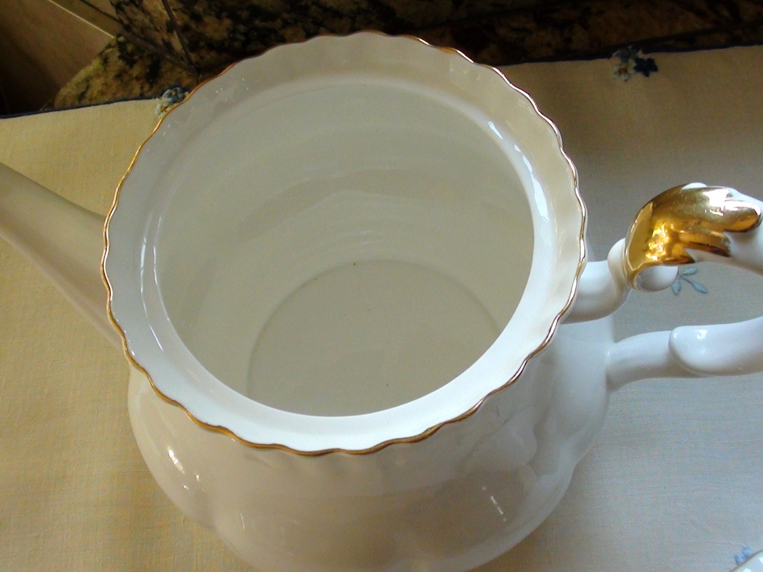 Royal Albert Teapot Large Tea Pot White and GOLD TRIM