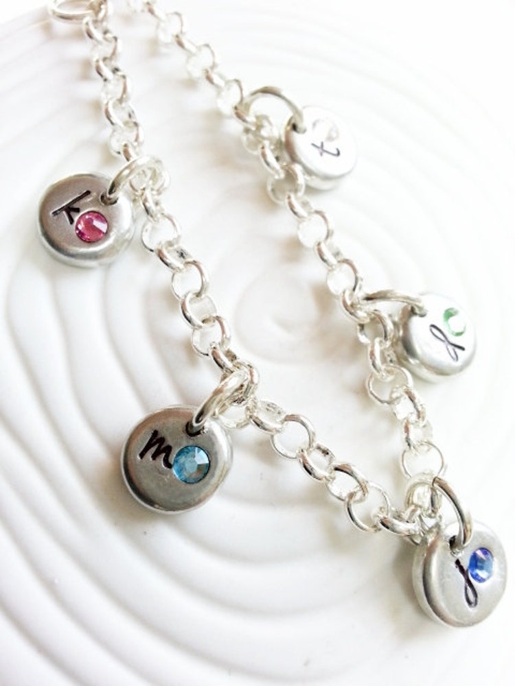 Personalized Hand Stamped Charm Bracelet by larkandjuniper