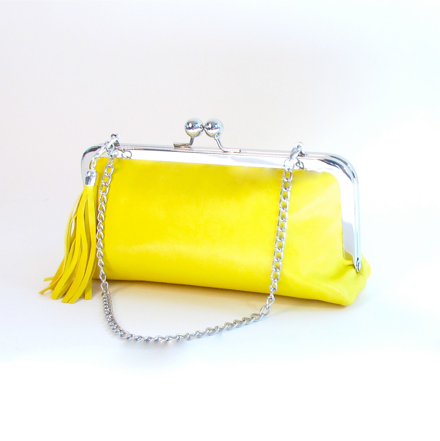 YELLOW Leather Clutch small yellow purse