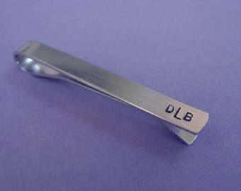 Monogrammed Tie Clip Monogrammed Tie Bar Personalized Hand Stamped Tie Clip Groomsmen Gift Birthday Gift Anniversary Graduation Fathers Day
