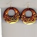hand painted wood earrings -Floral