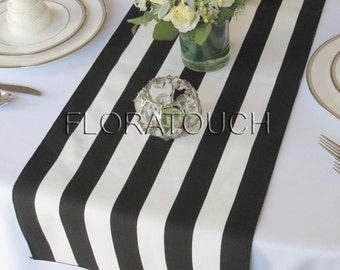 Black and White Striped Table Runner Wedding Table Runner, Dining Table Runner, Table Decor, Bridal shower - READY TO SHIP!
