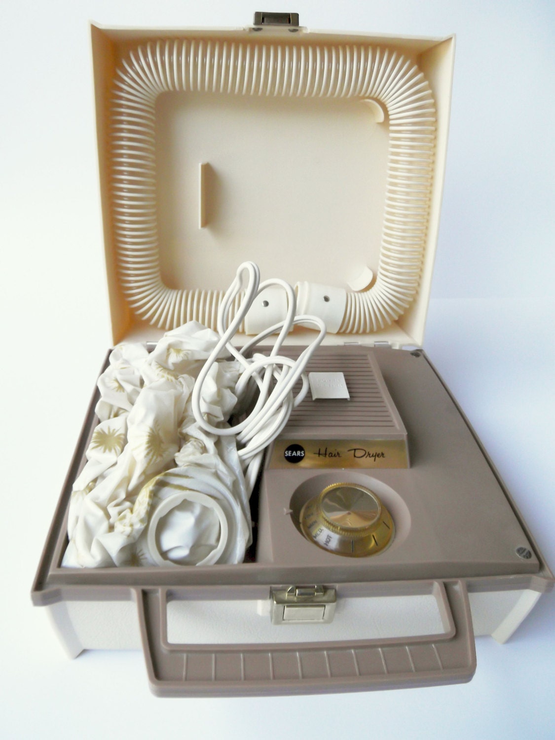 Vintage Hair Dryer Portable in Case Sears 1950s by pezzazz