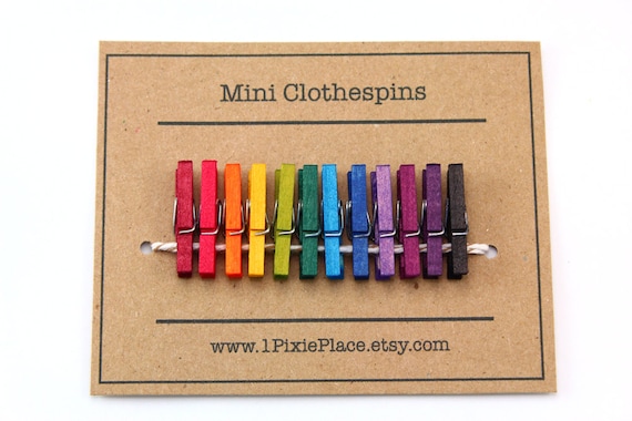 Rainbow Mini Clothespins - Set of 12