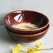 Rustic Ceramic Bowls - Pair of All Purpose Stoneware Bowls - Set of Two Rustic Pottery Bowls Glazed in Deep Red and Gold, Ready to Ship